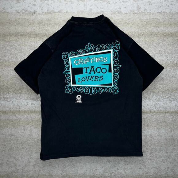 Vintage 90s Bullwinkle Taco Bell Shirt Mens L Black Made USA Cotton Short Sleeve - Picture 2 of 4